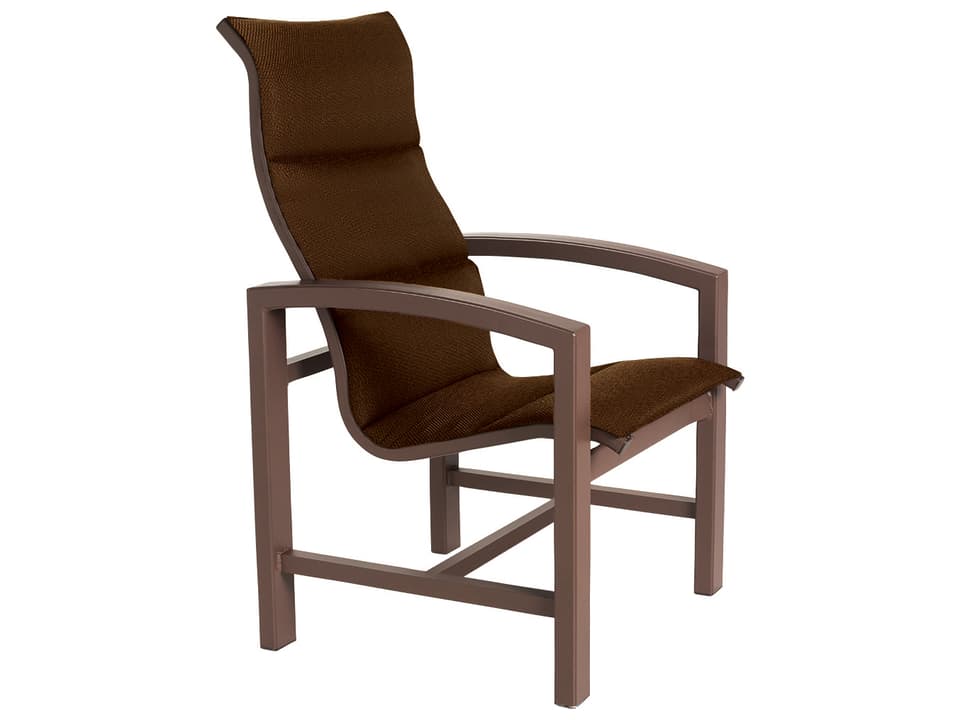 Lakeside Padded Sling Aluminum High Back Dining Armchair