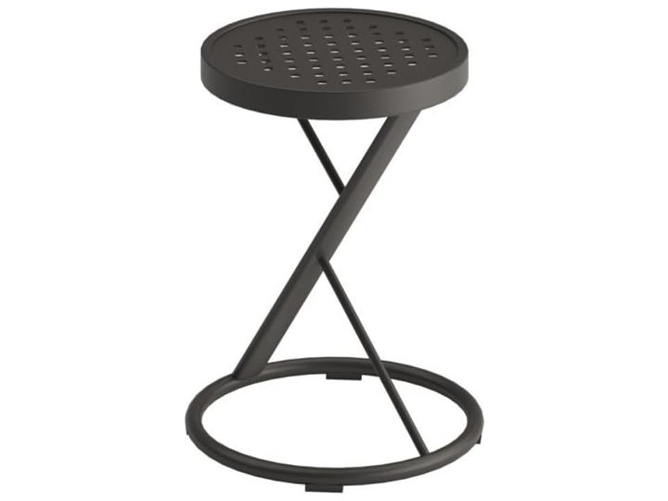 Boulevard 14-Inch Round Patterned Aluminum End Table