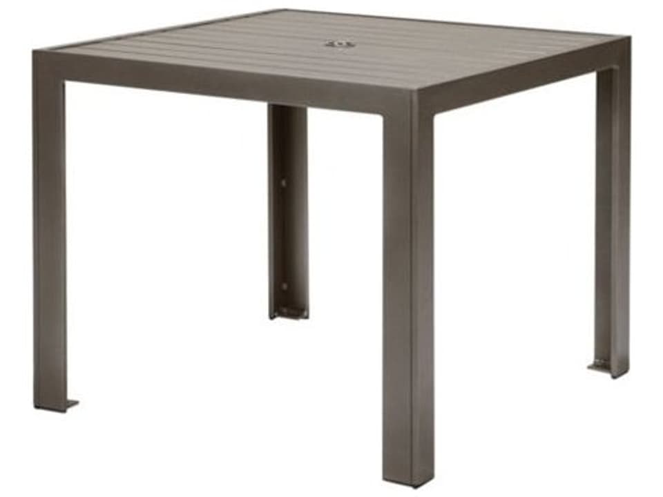 Aluminum Slat Square Outdoor Patio Bar Table with Umbrella Hole