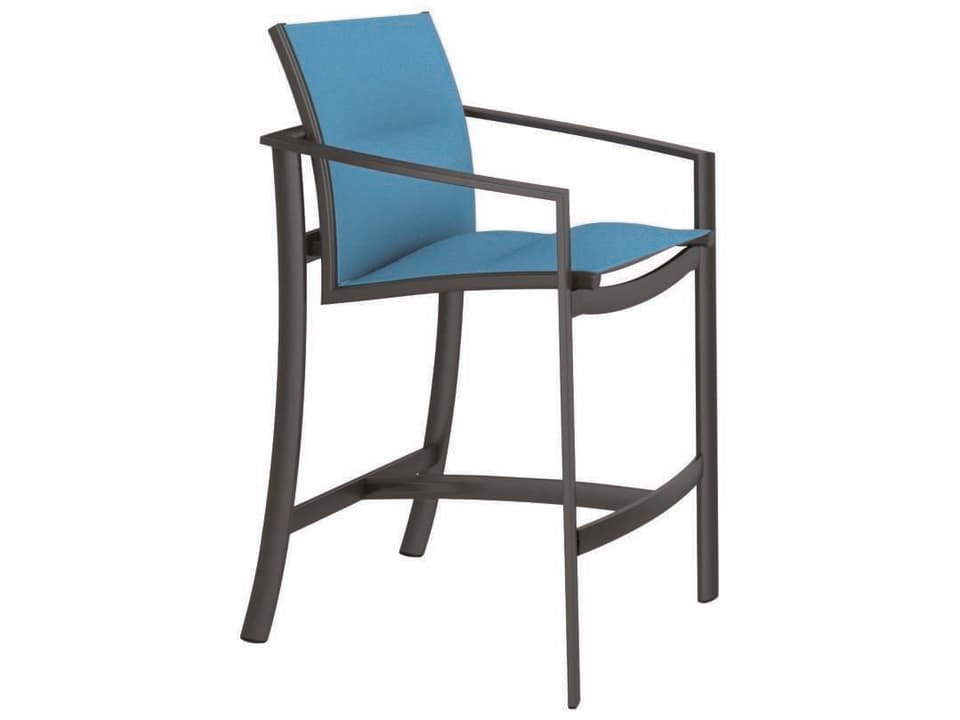 Kor Padded Sling Stationary Bar Stool in Powder Coated Aluminum