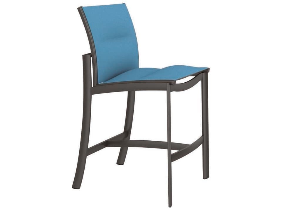 KOR Padded Sling Armless Outdoor Bar Stool in Powder-Coated Aluminum