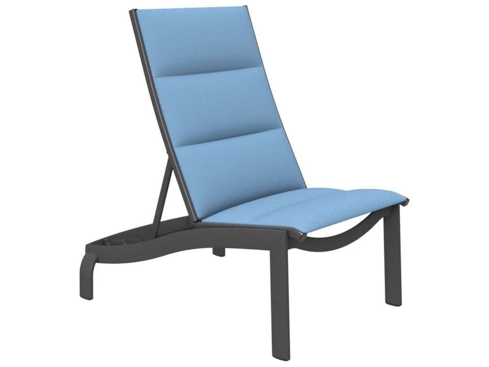 KOR Padded Sling Armless Recliner Modern Outdoor Lounge Chair