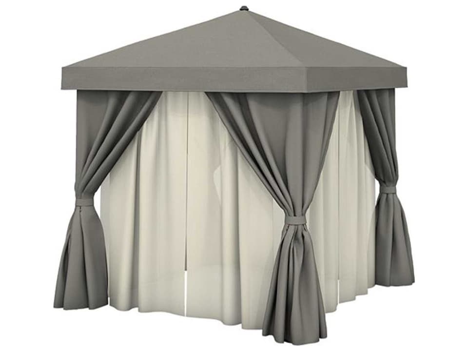 Cabana Pavilion 10 Foot Square Outdoor Cabana in Aluminum with Curtains