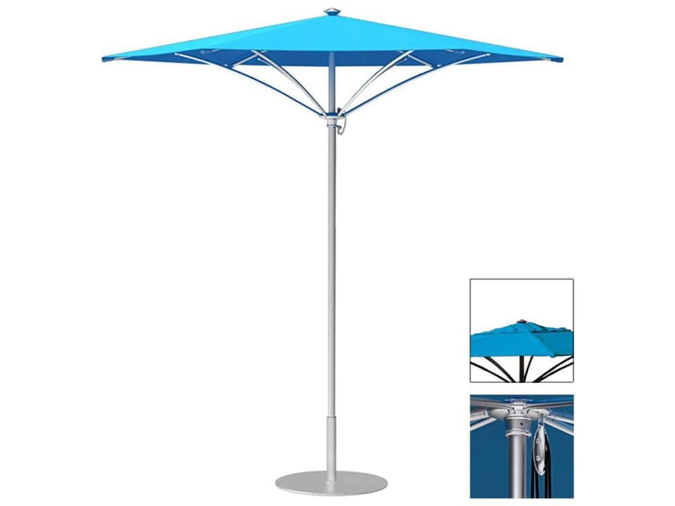 Trace Aluminum 6 Foot Hexagon Pulley Lift Outdoor Patio Umbrella with Vent