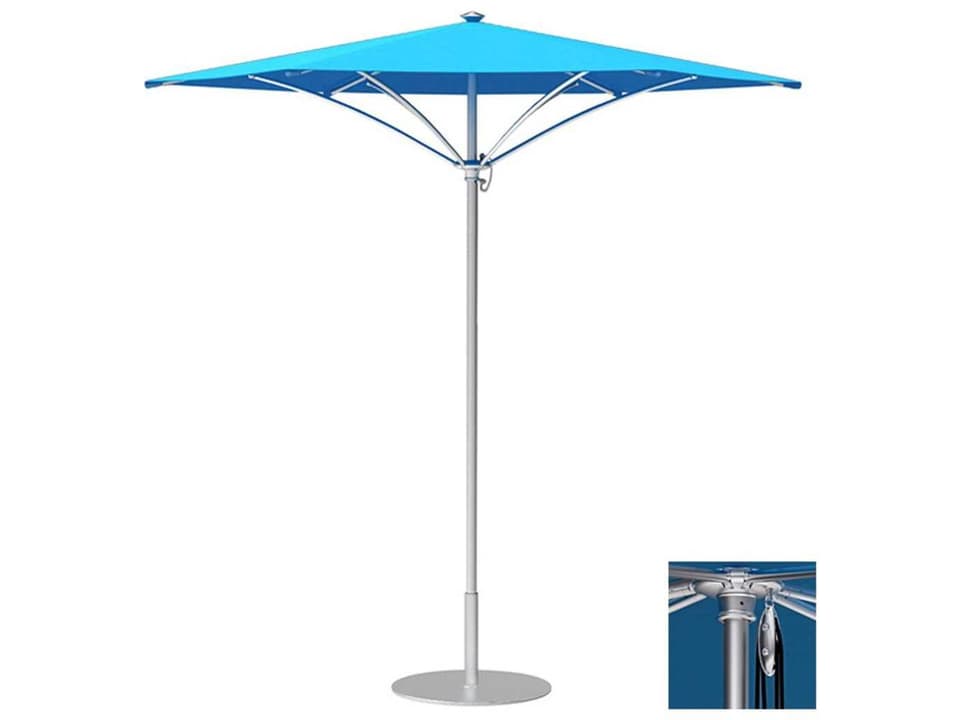 Trace Aluminum 8 Foot Hexagon Pulley Lift Outdoor Patio Umbrella