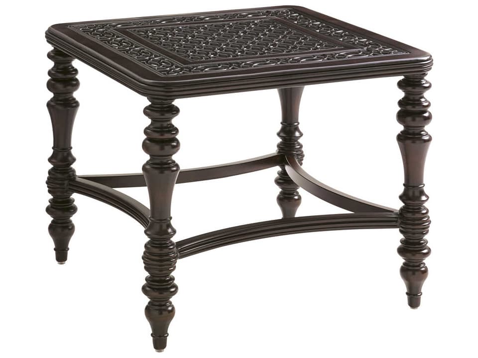 Black Sands Cast Aluminum Square End Table in Umber