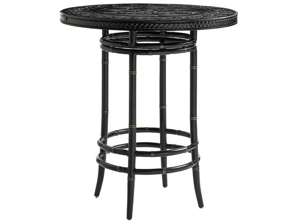 Marimba Aluminum Round Bistro Table in Obsidian Black