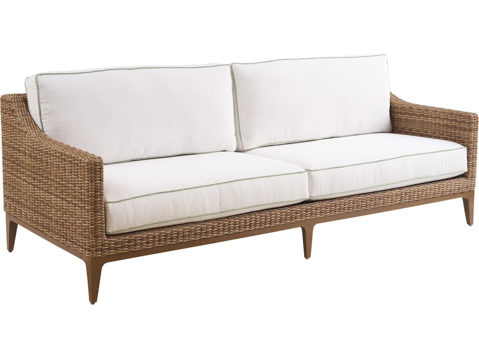 Palm Desert Poolside Wicker Sofa with Performance Outdoor Fabric