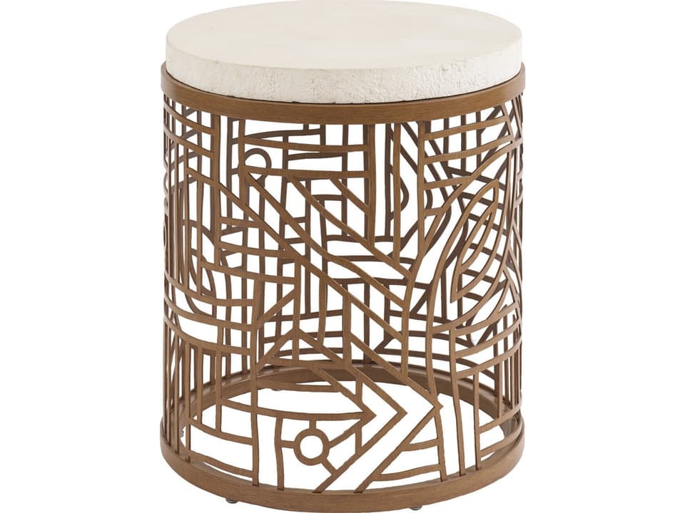 Palm Desert Poolside 21-Inch Round End Table with White Agate Top