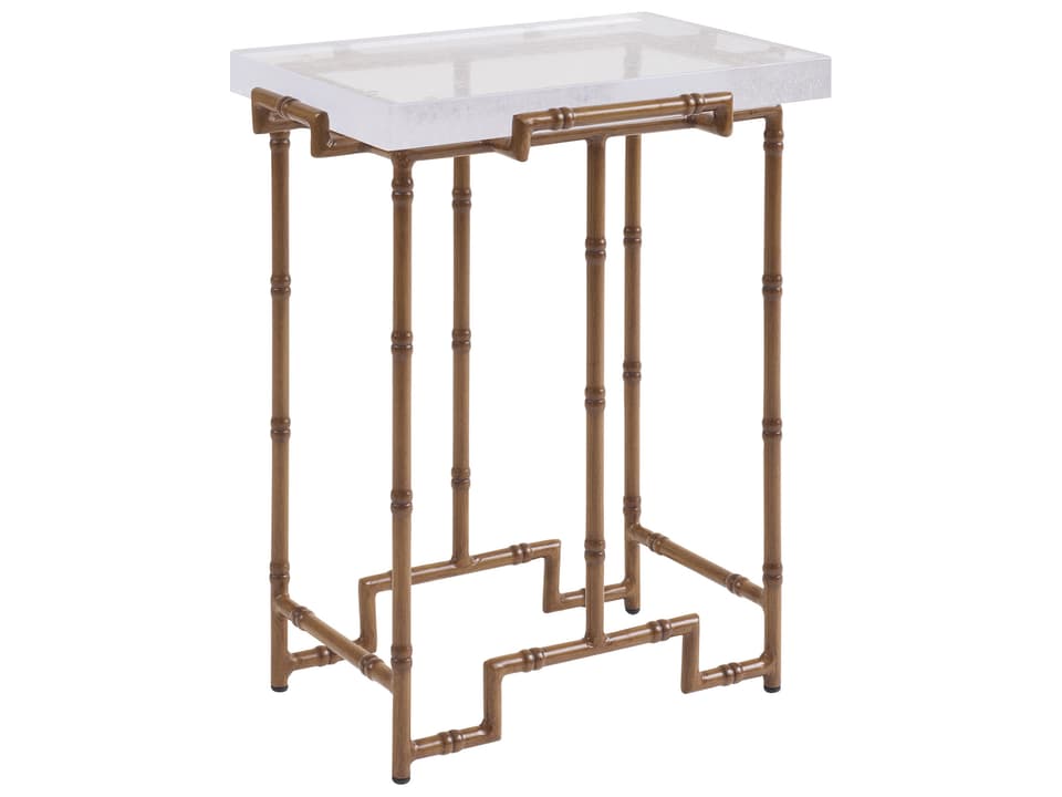 Palm Desert Poolside Aluminum Accent Table with Bubble Glass Top