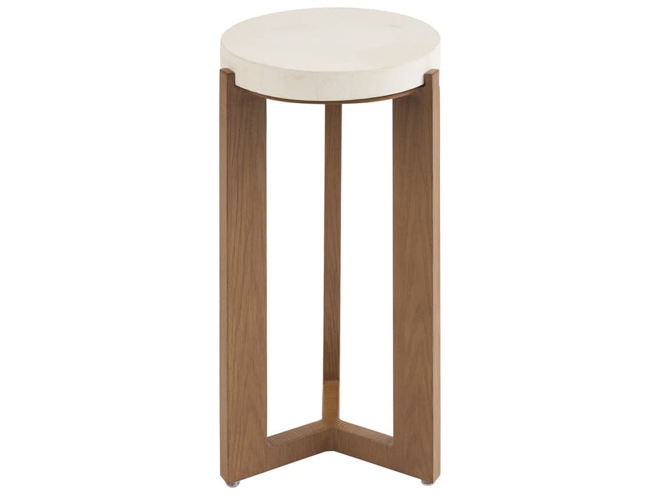 Palm Desert Poolside 12-Inch Round Accent Table with White Agate Stone Top