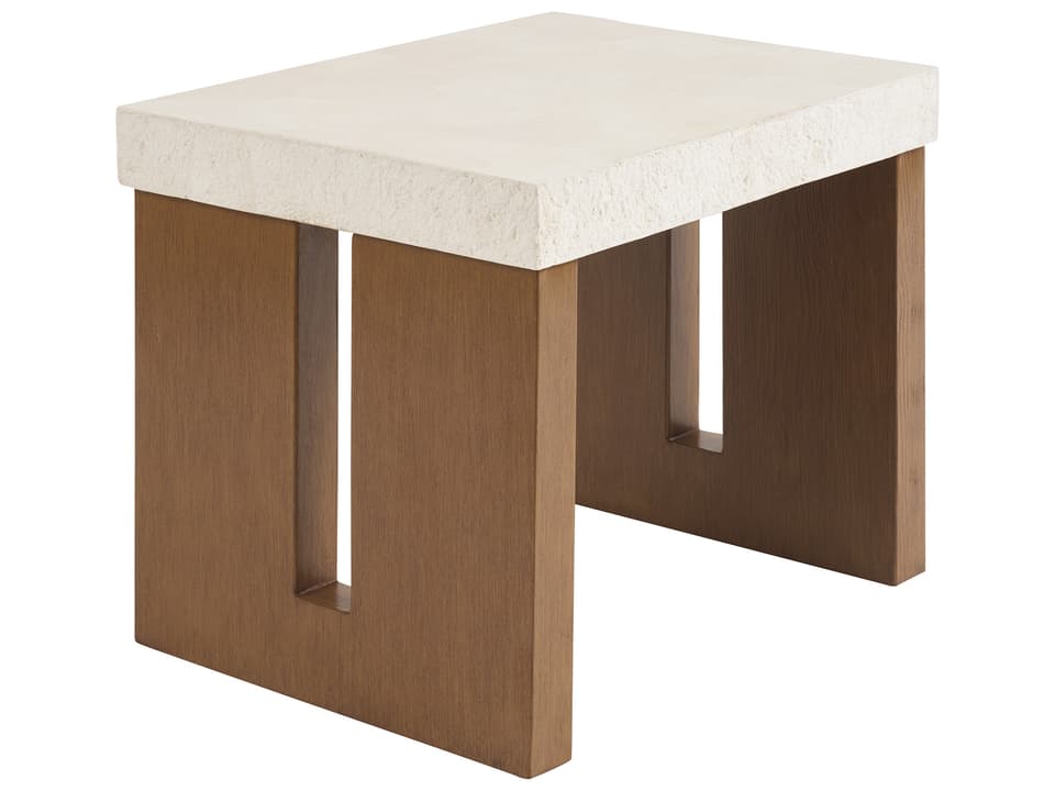 Palm Desert Poolside Rectangular End Table with White Agate Stone Top