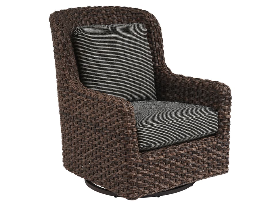 Kilimanjaro Wicker Swivel Glider Lounge Chair in Rich Tobacco