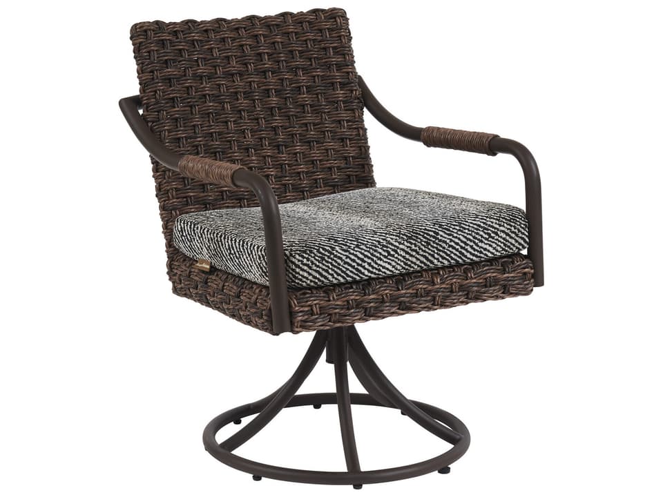 Kilimanjaro Wicker Swivel Rocker Dining Arm Chair in Rich Tobacco