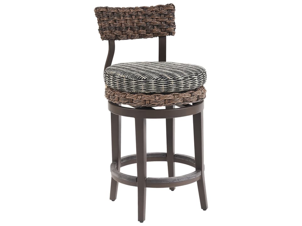 Kilimanjaro Wicker Swivel Counter Stool in Rich Tobacco