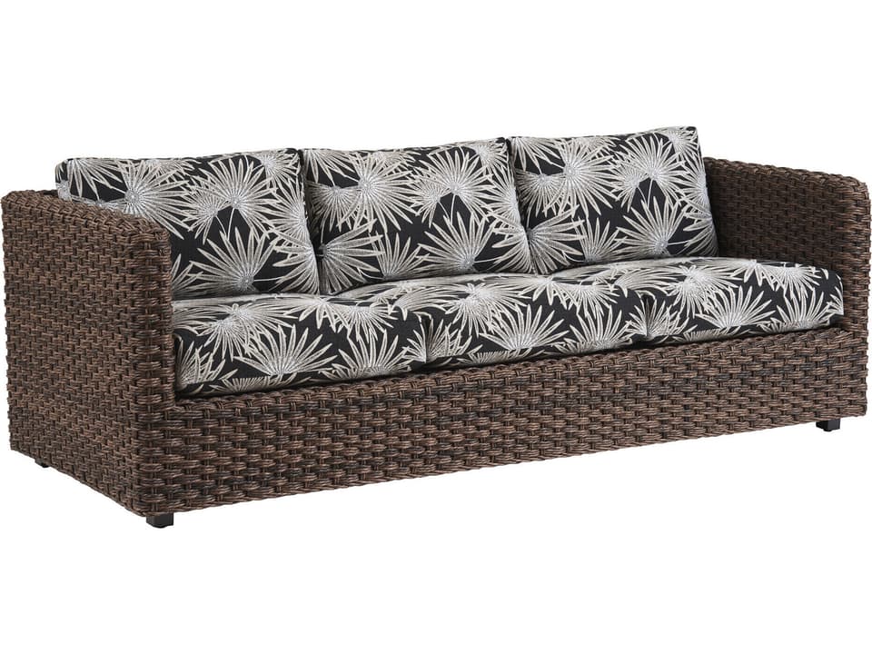 Kilimanjaro Wicker Rico Sofa with Teak Accents in Tobacco