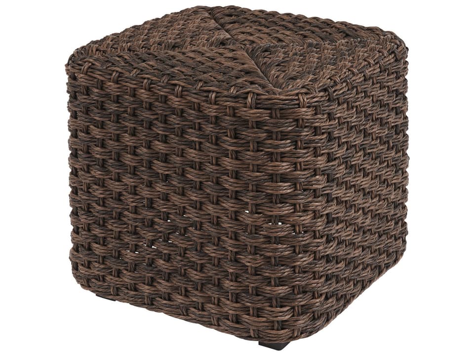 Kilimanjaro Wicker Teak Small Ottoman in Rich Tobacco