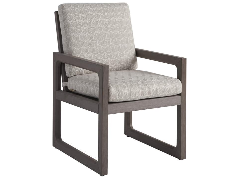 Mozambique Synthetic Teak Dining Arm Chair in Taupe Gray