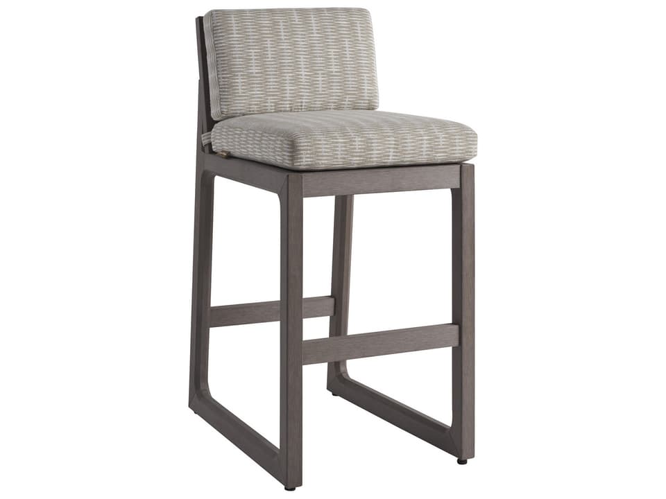 Mozambique Synthetic Teak Bar Stool in Taupe Gray