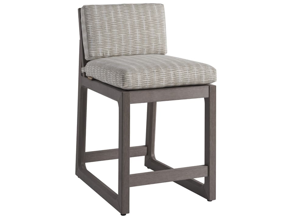 Mozambique Synthetic Teak Counter Stool in Taupe Gray