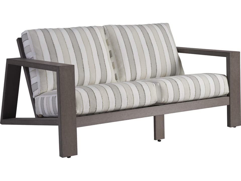 Mozambique Synthetic Teak Loveseat with Outdoor Fabric