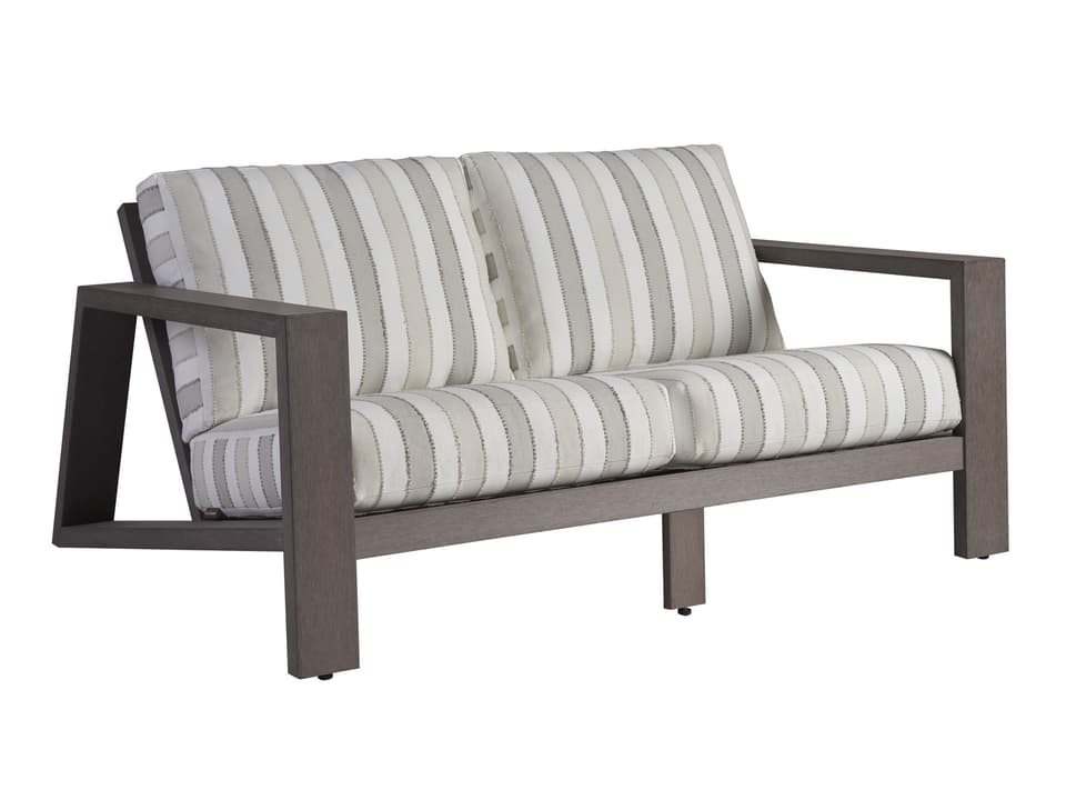 Mozambique Loveseat with Performance Fabric Cushions in Taupe Gray