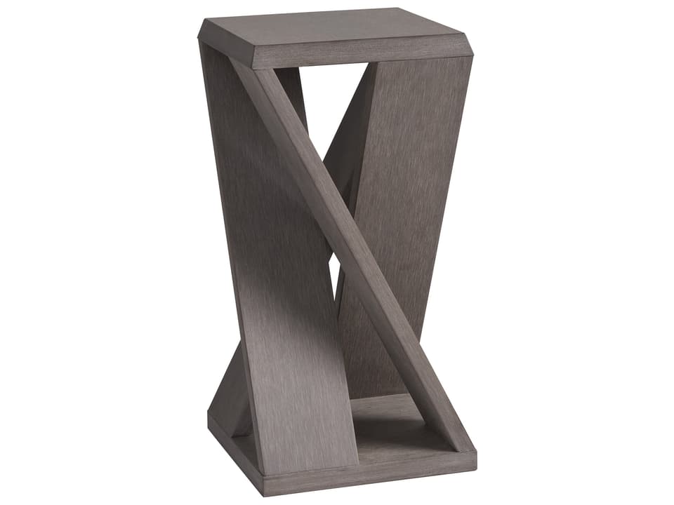 Mozambique Synthetic Teak Taupe Gray Round Accent Table