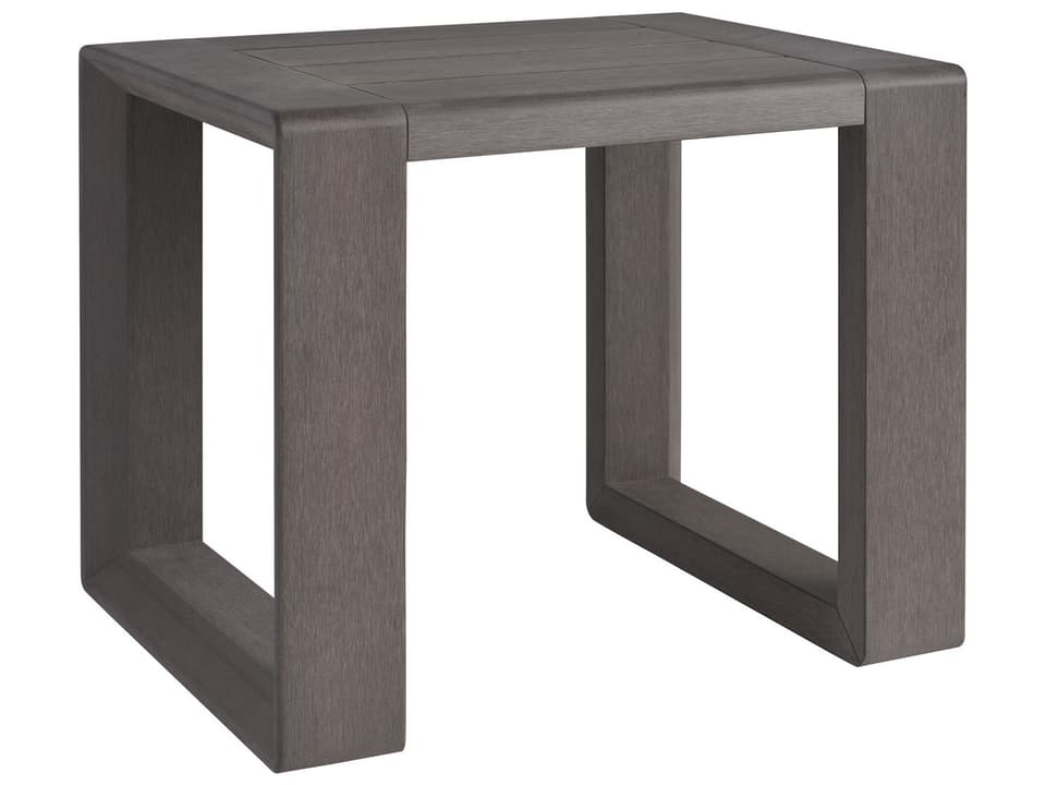 Mozambique Eclipse Synthetic Teak Rectangular End Table in Taupe Gray