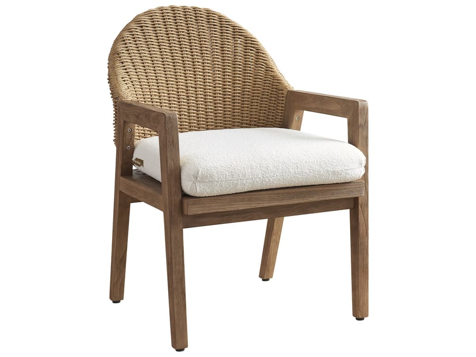 Isle Of Palms Teak and Wicker Dining Arm Chair