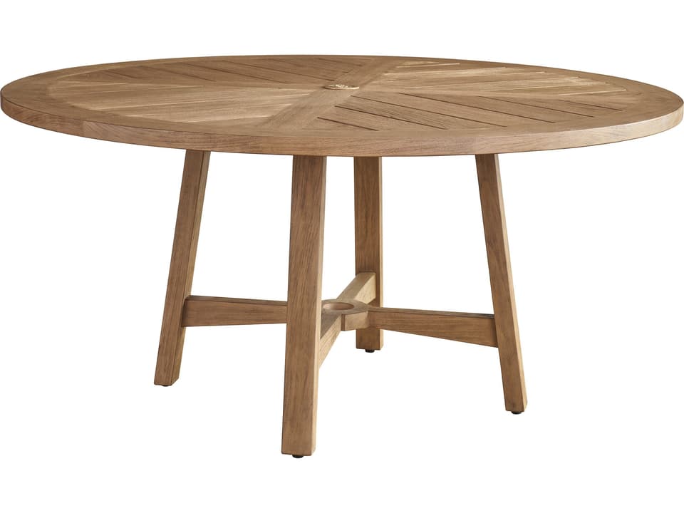 Isle Of Palms Teak 60 Inch Round Dining Table with Umbrella Hole