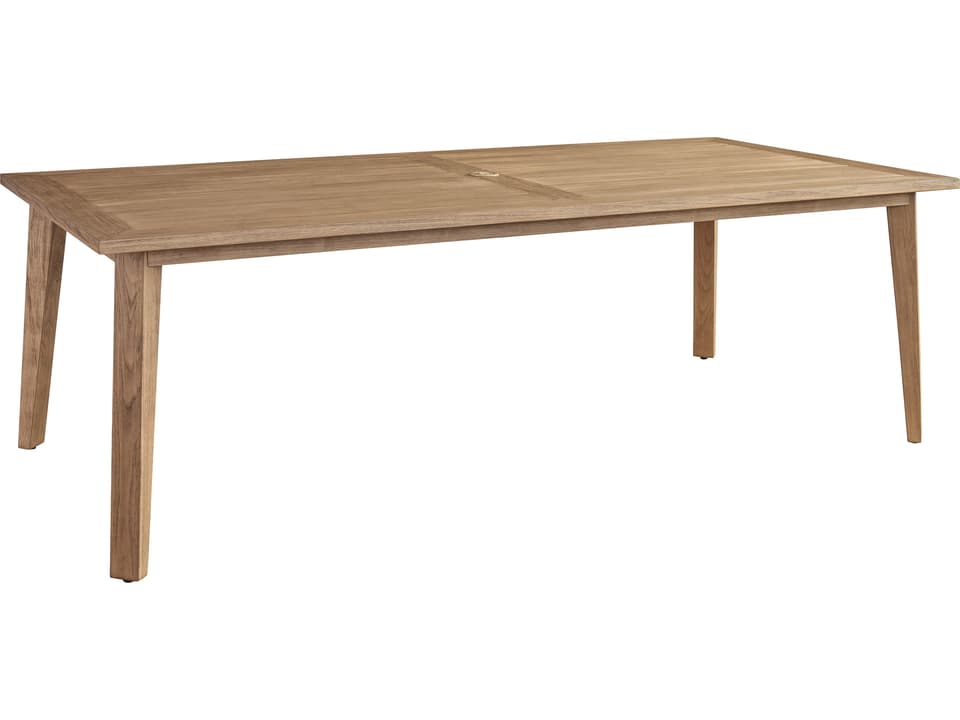 Isle Of Palms 91 Inch Rectangular Teak Dining Table with Umbrella Hole