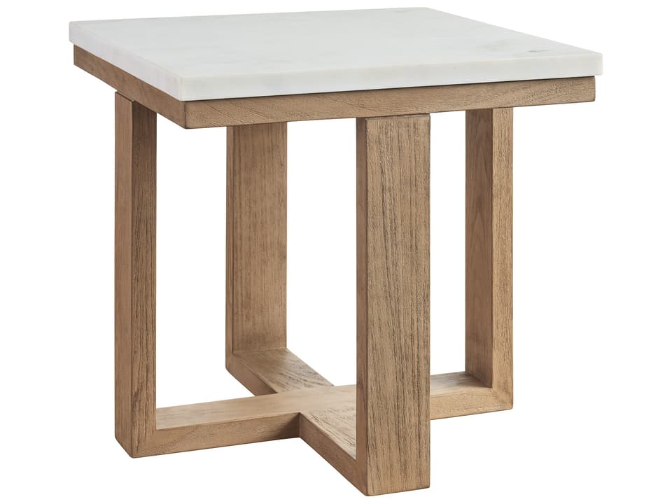 Isle Of Palms Teak 23 Inch Square End Table with White Agate Stone Top