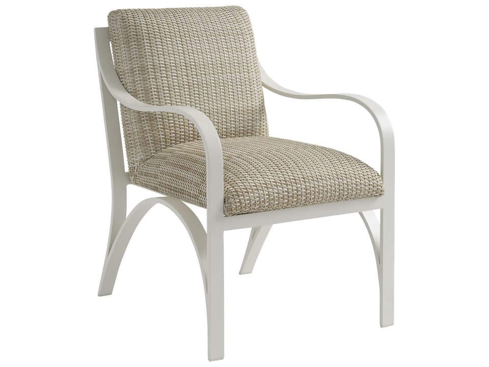 Sand Dune Arm Dining Chair with Woven Accents in Ivory