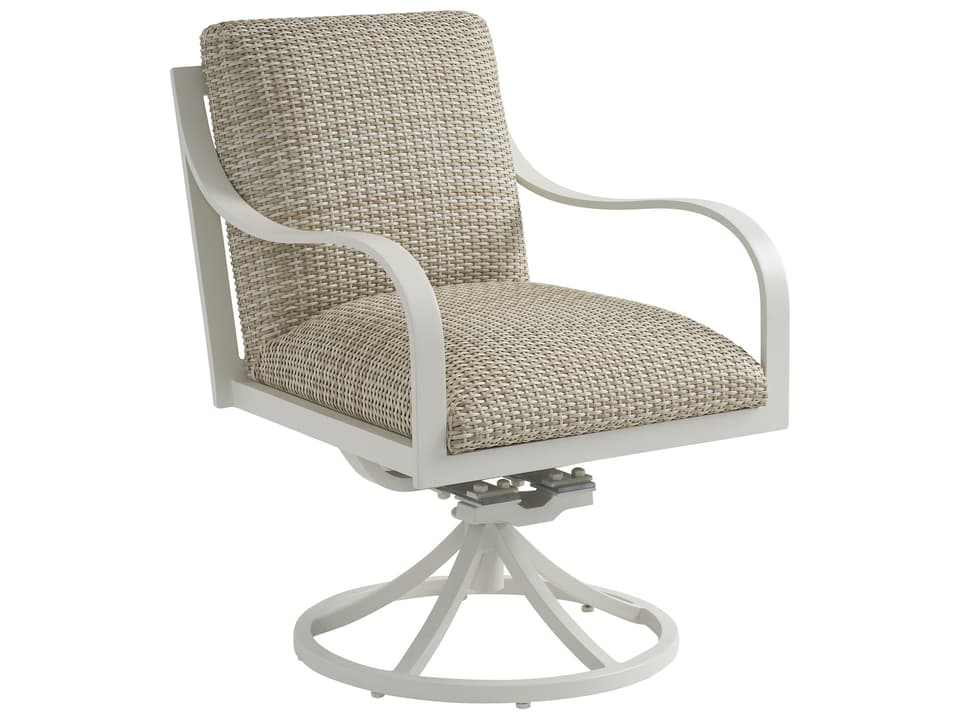 Sand Dune Swivel Rocker Dining Chair with Woven Accents in Ivory