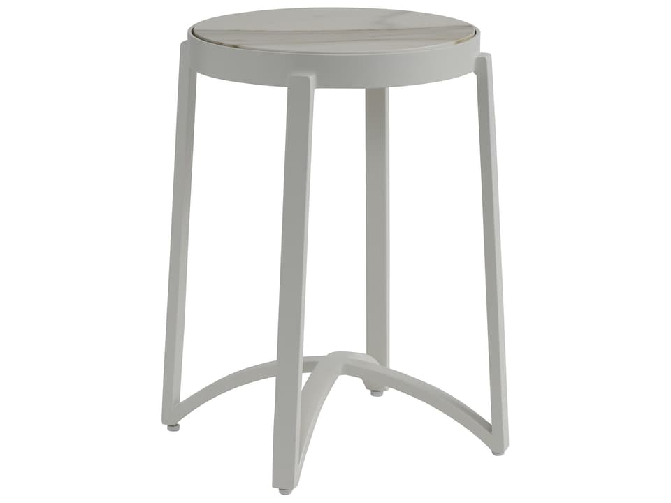 Sand Dune End Table with Stone Top in Ivory