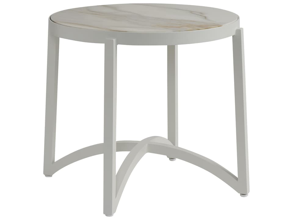 Sand Dune Round End Table with Stone Top