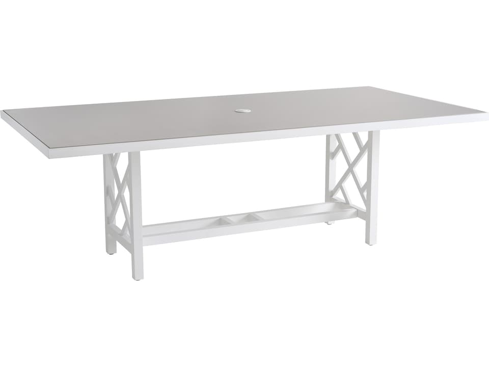 Island Classic Aluminum 88 x 44 Rectangular Dining Table with Umbrella Hole