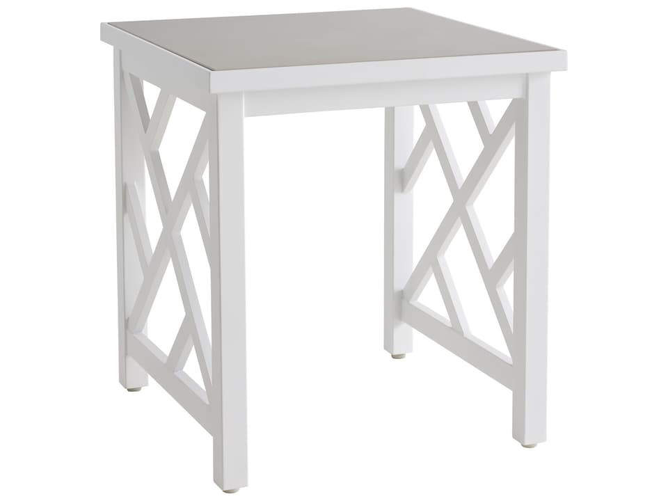 Island Classic 22 Inch Square End Table with Quartz Top in Chalk White