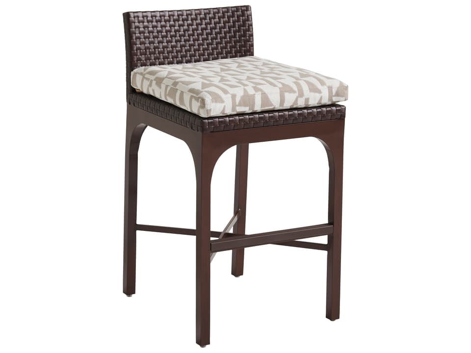 Abaco Aluminum Wicker Bar Stool in English Walnut