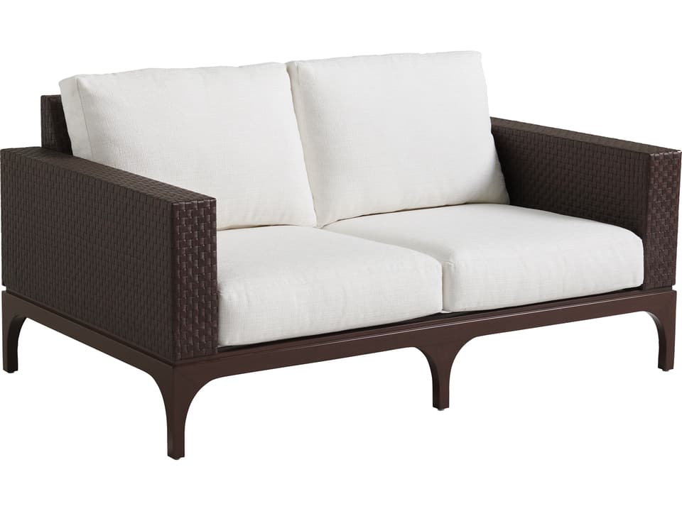 Abaco Aluminum Wicker Loveseat in English Walnut Tone
