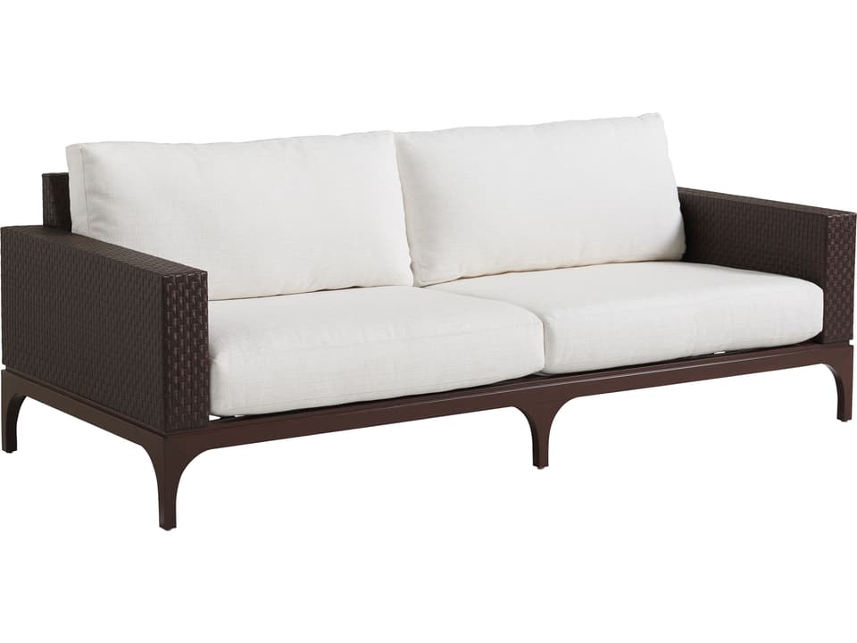 Tommy Bahama Abaco Sofa with English Walnut Wicker and Performance Fabric