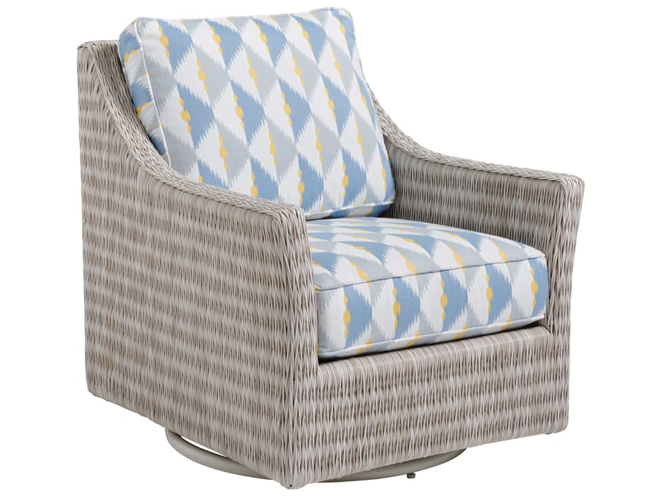 Seabrook Swivel Glider Lounge Chair with Oyster White Aluminum Frame