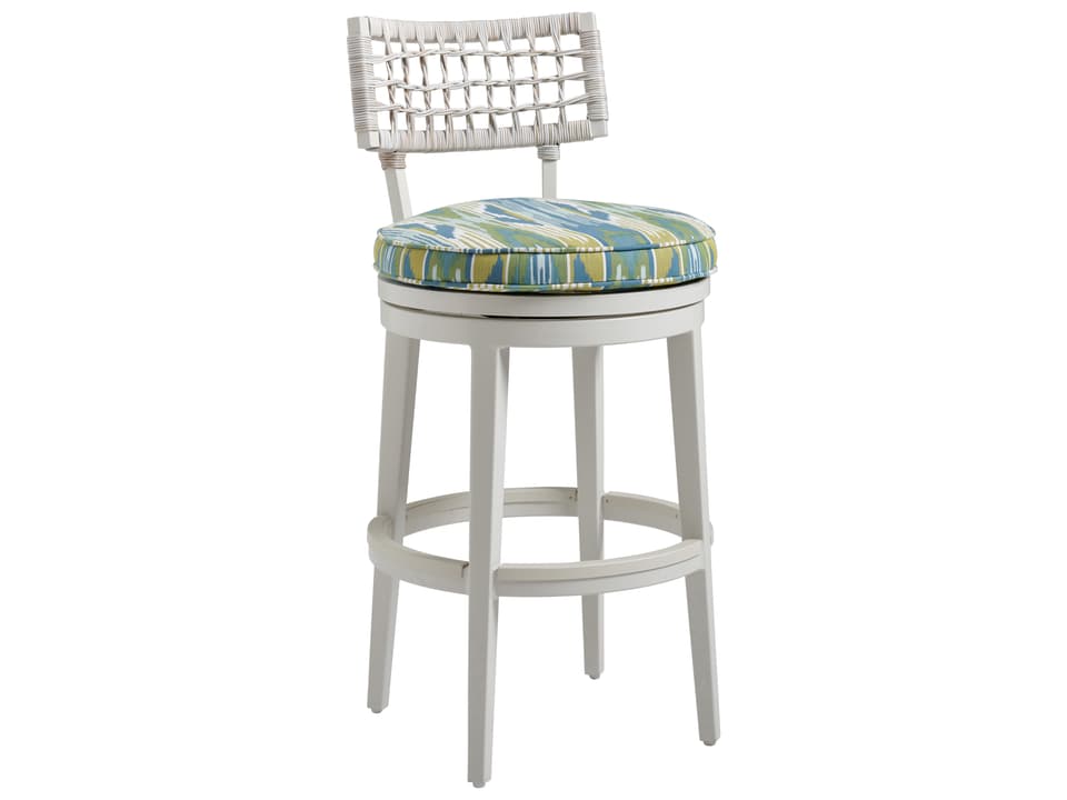 Seabrook Aluminum Wicker Swivel Bar Stool in Oyster White