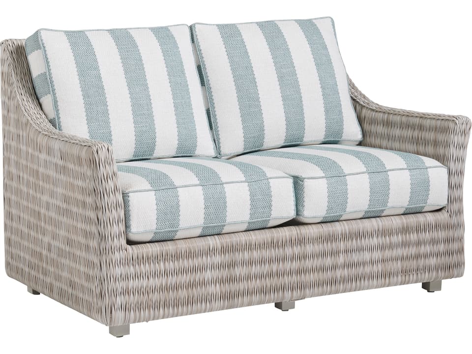 Seabrook Aluminum Wicker Loveseat in Oyster White