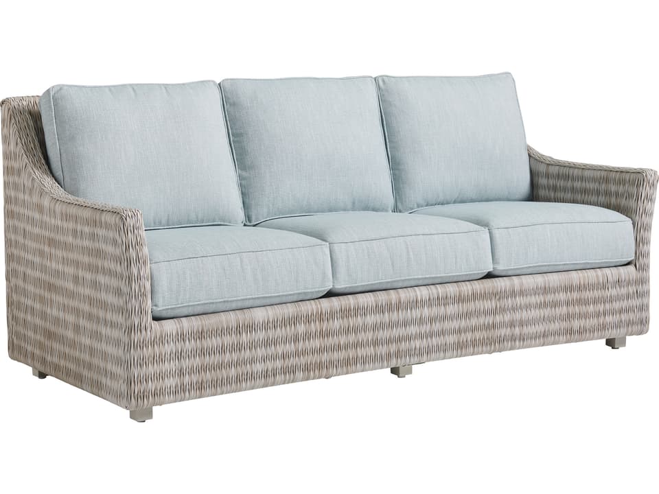 Seabrook 3-Seat Aluminum Wicker Sofa in Oyster White