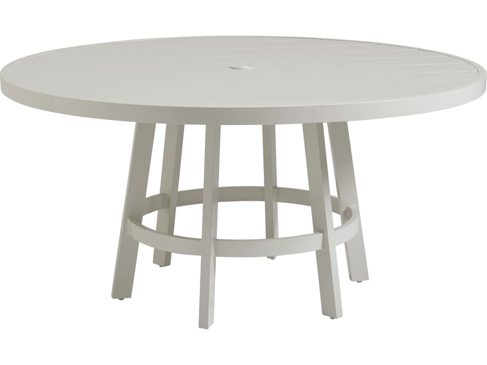 Seabrook 60 Inch Round Aluminum Dining Table in Oyster White