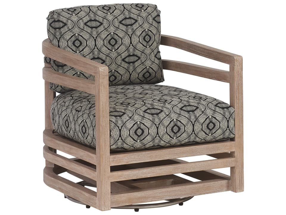Stillwater Cove Teak Swivel Lounge Chair in Light Taupe