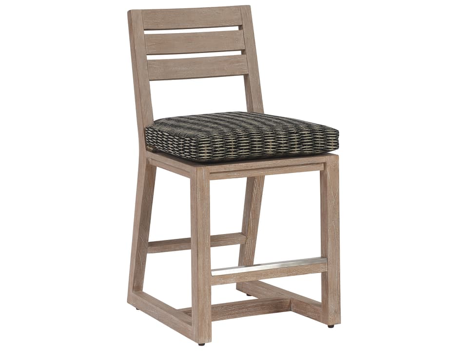 Stillwater Cove Teak Counter Stool in Light Taupe