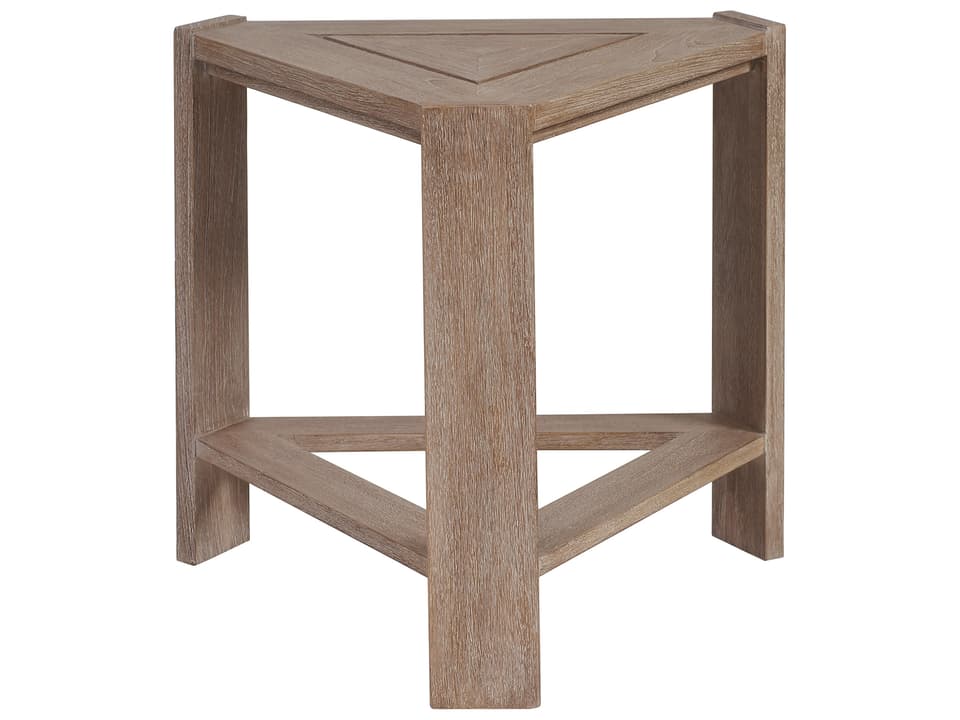 Stillwater Cove Teak Triangular End Table in Light Taupe