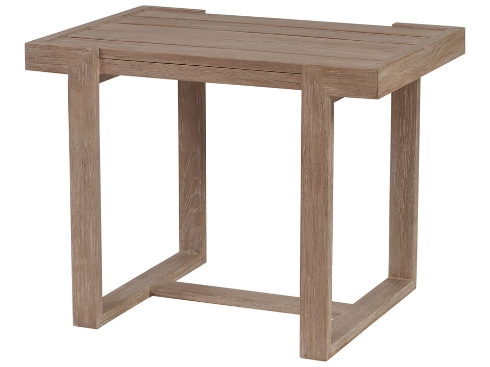 Stillwater Cove Teak Rectangular End Table in Light Taupe